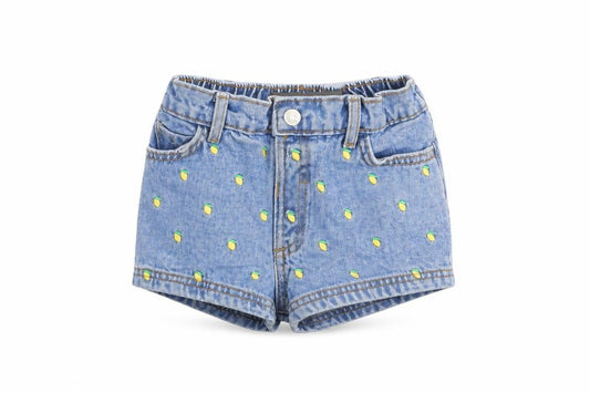 Denim & Co. Girls Blue Geometric Cotton Hot Pants Shorts Size 2-3 Years Regular Zip