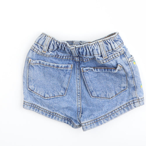Denim & Co. Girls Blue Geometric Cotton Hot Pants Shorts Size 2-3 Years Regular Zip