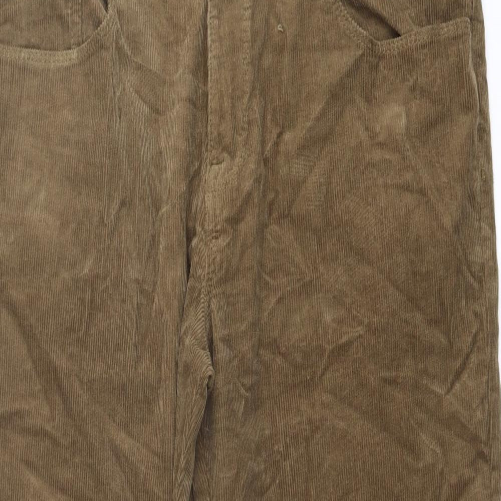 TU Mens Brown Cotton Trousers Size 36 in L30 in Regular Button