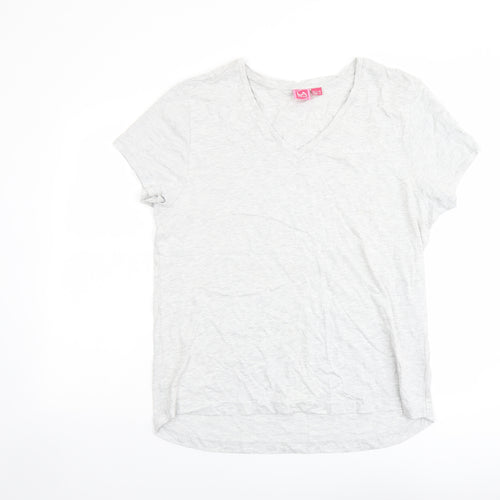 LA Gear Womens Grey Cotton Basic T-Shirt Size 20 V-Neck