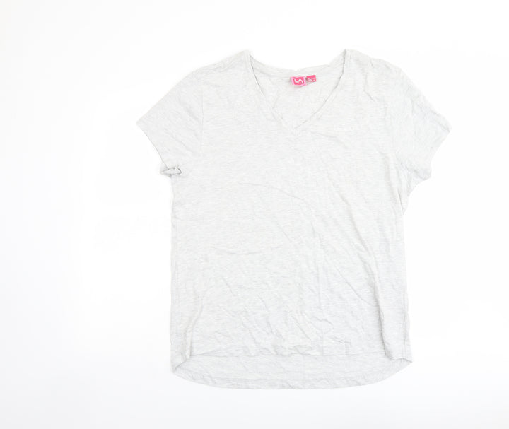 LA Gear Womens Grey Cotton Basic T-Shirt Size 20 V-Neck