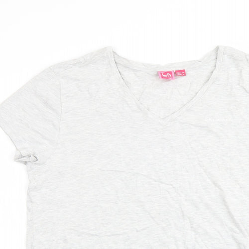 LA Gear Womens Grey Cotton Basic T-Shirt Size 20 V-Neck