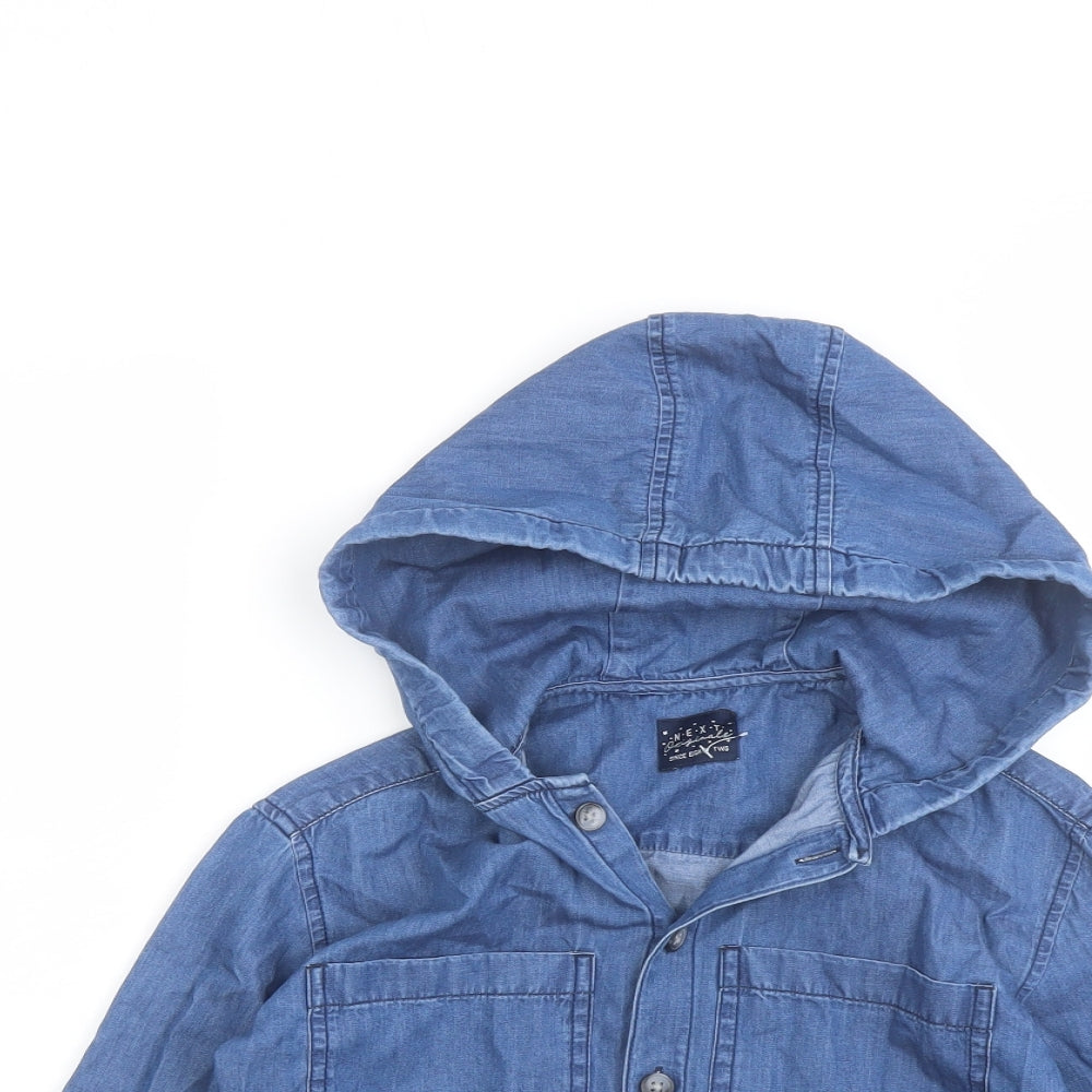NEXT Girls Blue Cotton Basic Button-Up Size 4-5 Years Round Neck Button