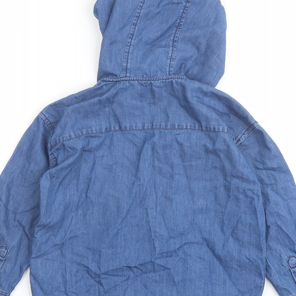 NEXT Girls Blue Cotton Basic Button-Up Size 4-5 Years Round Neck Button