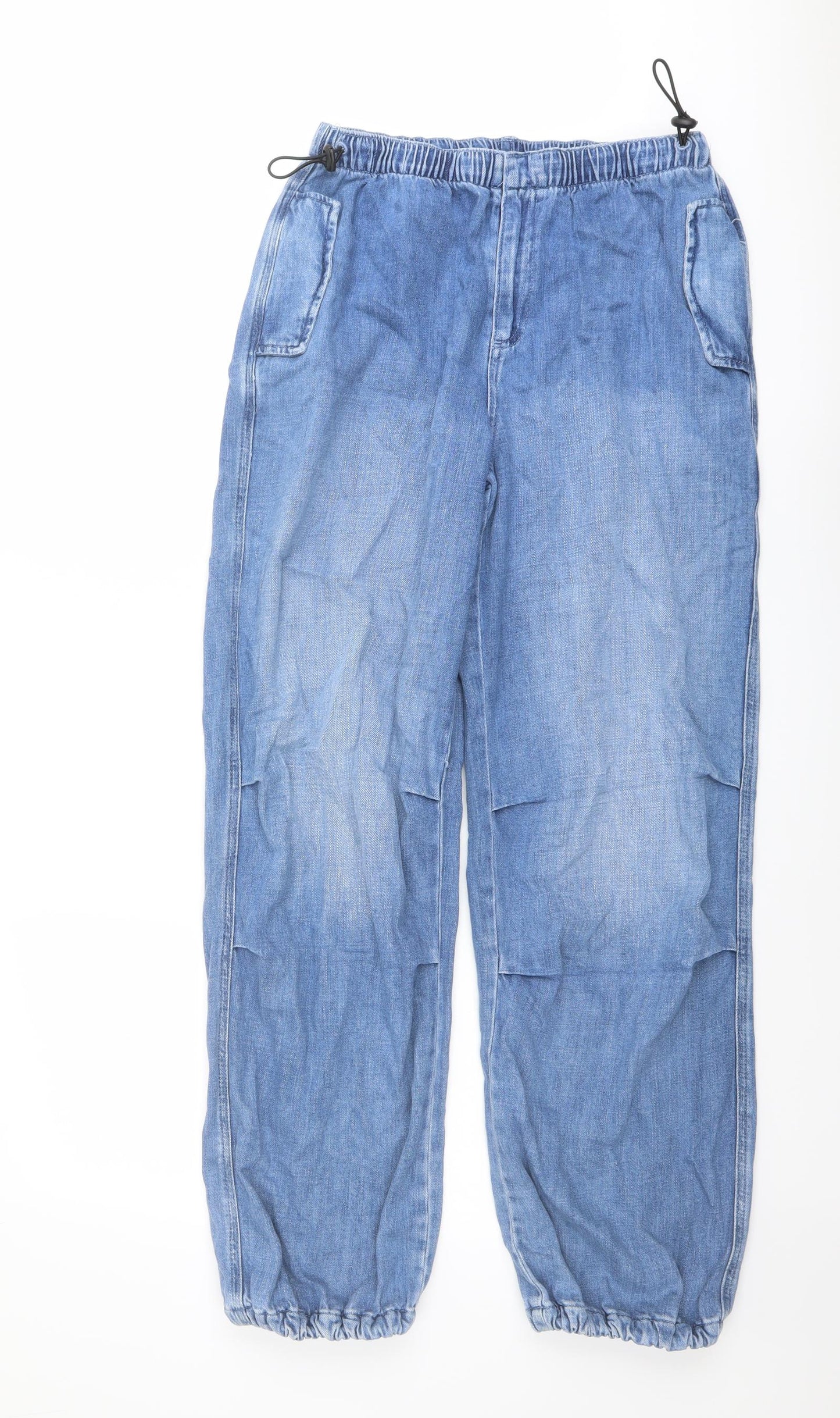Marks and Spencer Girls Blue Cotton Tapered Jeans Size 13-14 Years Regular Pullover