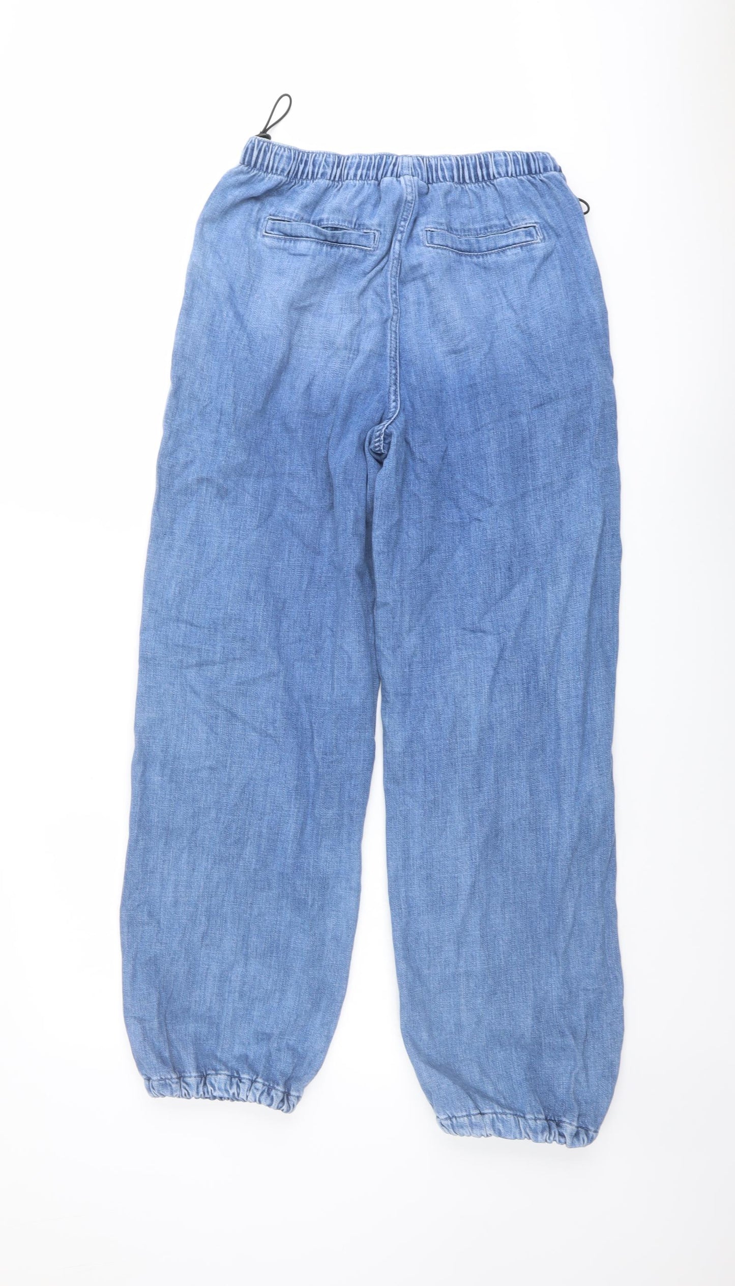 Marks and Spencer Girls Blue Cotton Tapered Jeans Size 13-14 Years Regular Pullover