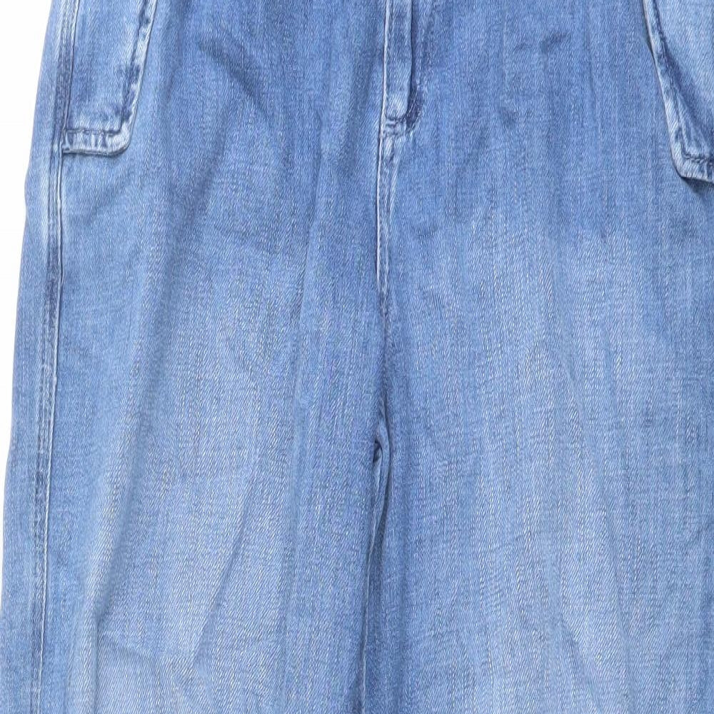 Marks and Spencer Girls Blue Cotton Tapered Jeans Size 13-14 Years Regular Pullover