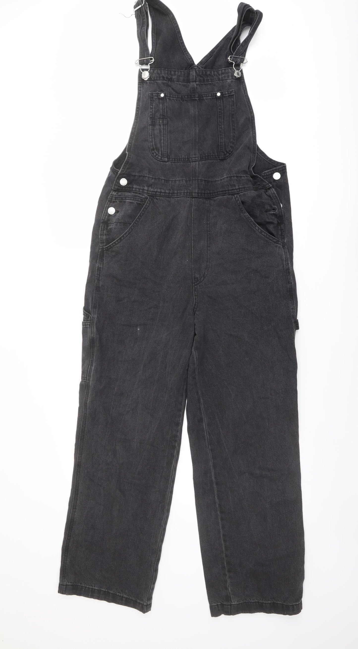 H&M Womens Grey Cotton Dungaree One-Piece Size 10 Buckle