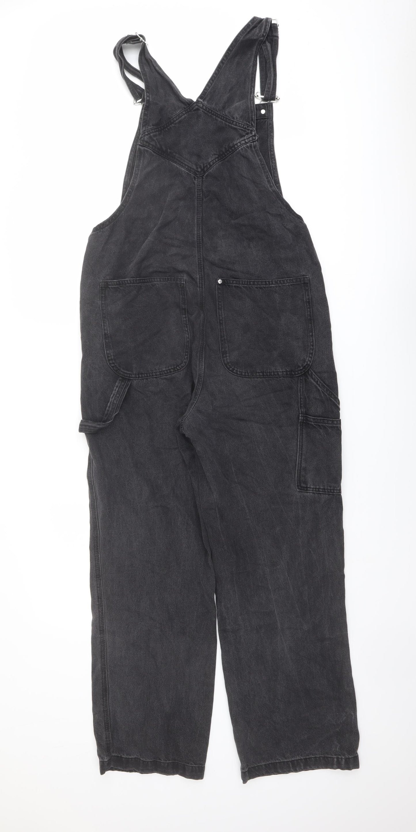 H&M Womens Grey Cotton Dungaree One-Piece Size 10 Buckle