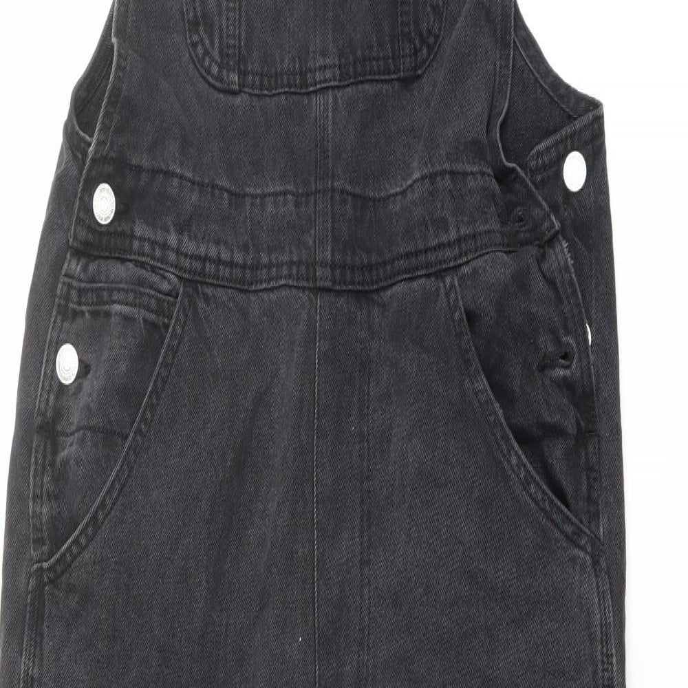 H&M Womens Grey Cotton Dungaree One-Piece Size 10 Buckle