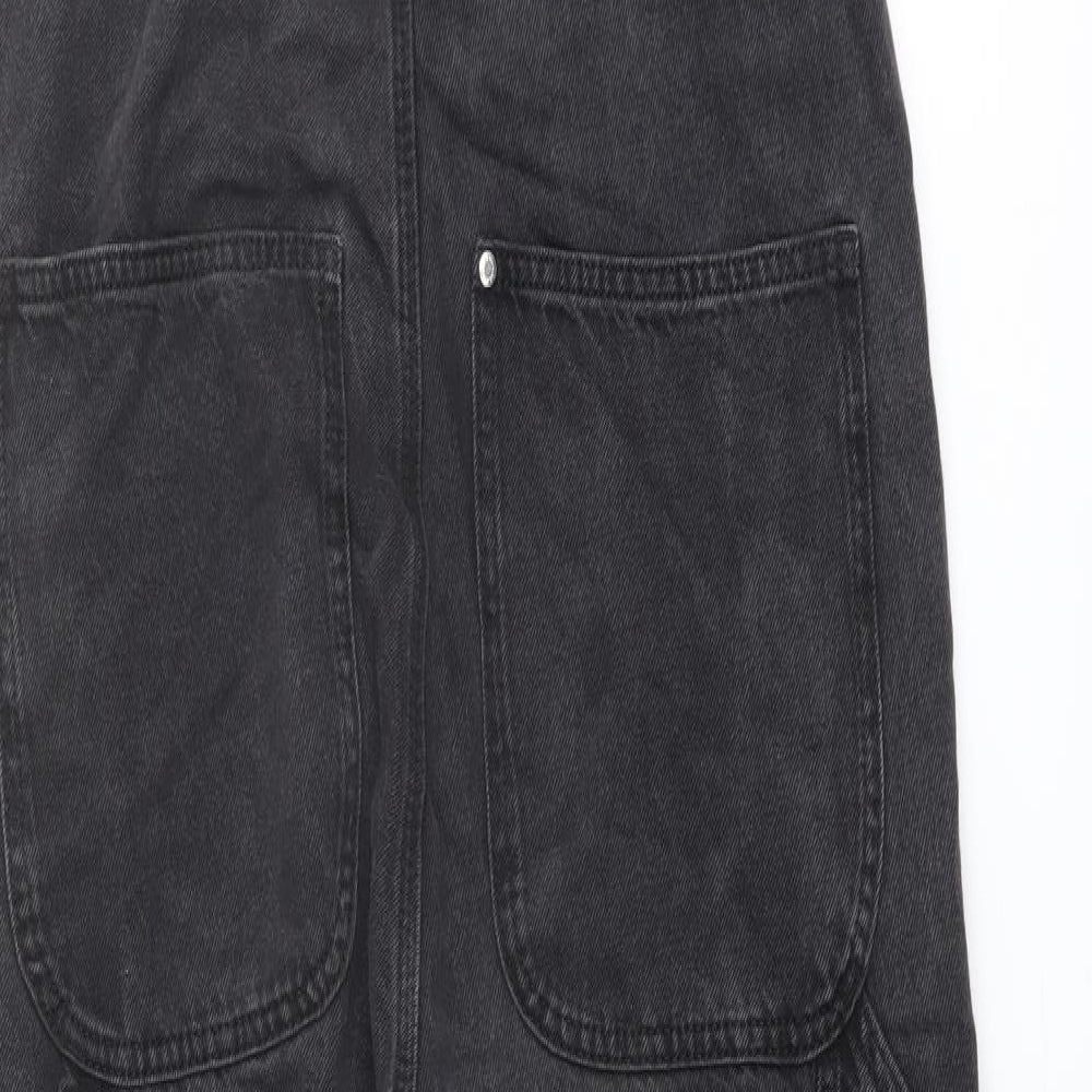 H&M Womens Grey Cotton Dungaree One-Piece Size 10 Buckle
