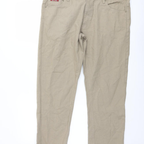 Life & Glory Mens Beige Cotton Straight Jeans Size 28 in L28 in Regular Button