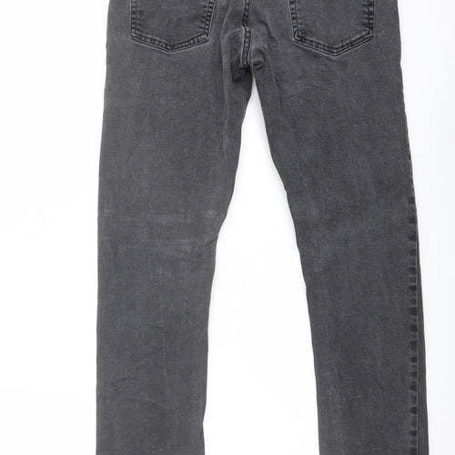 Topman Mens Grey Cotton Straight Jeans Size 30 in L27 in Regular Button