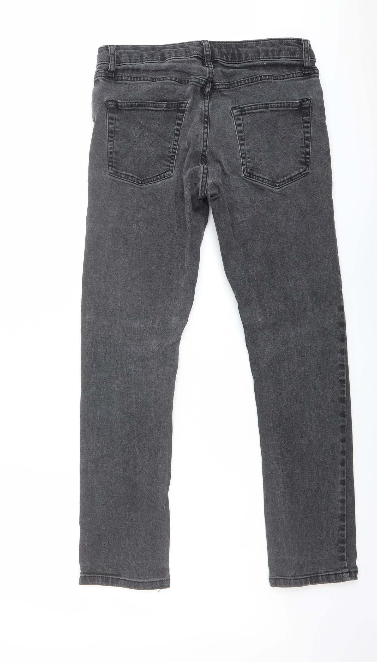 Topman Mens Grey Cotton Straight Jeans Size 30 in L27 in Regular Button