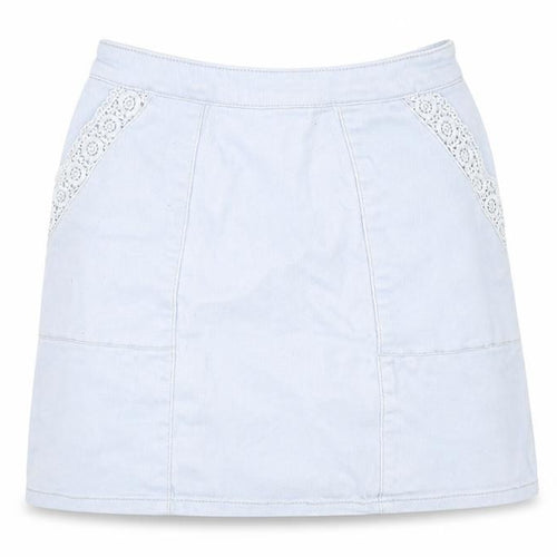 H&M Womens Blue Cotton A-Line Skirt Size 6 Zip