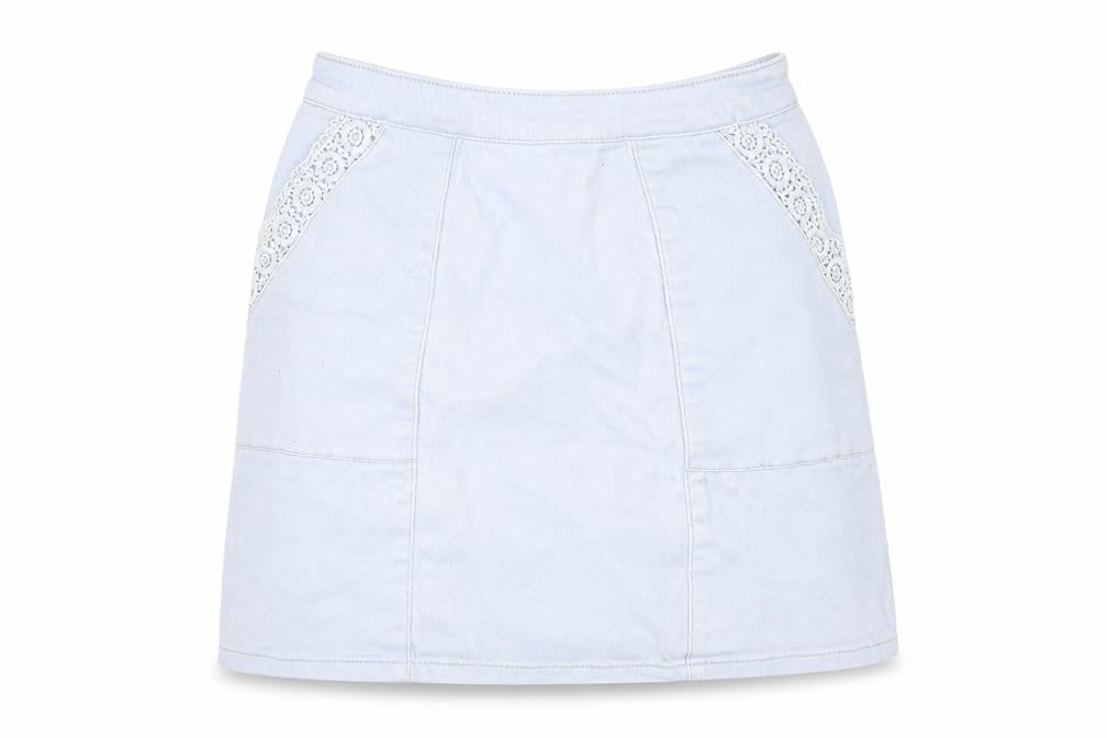 H&M Womens Blue Cotton A-Line Skirt Size 6 Zip
