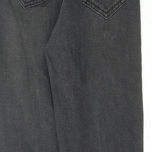 Destination Girls Black Cotton Straight Jeans Size 12 Years Regular Zip