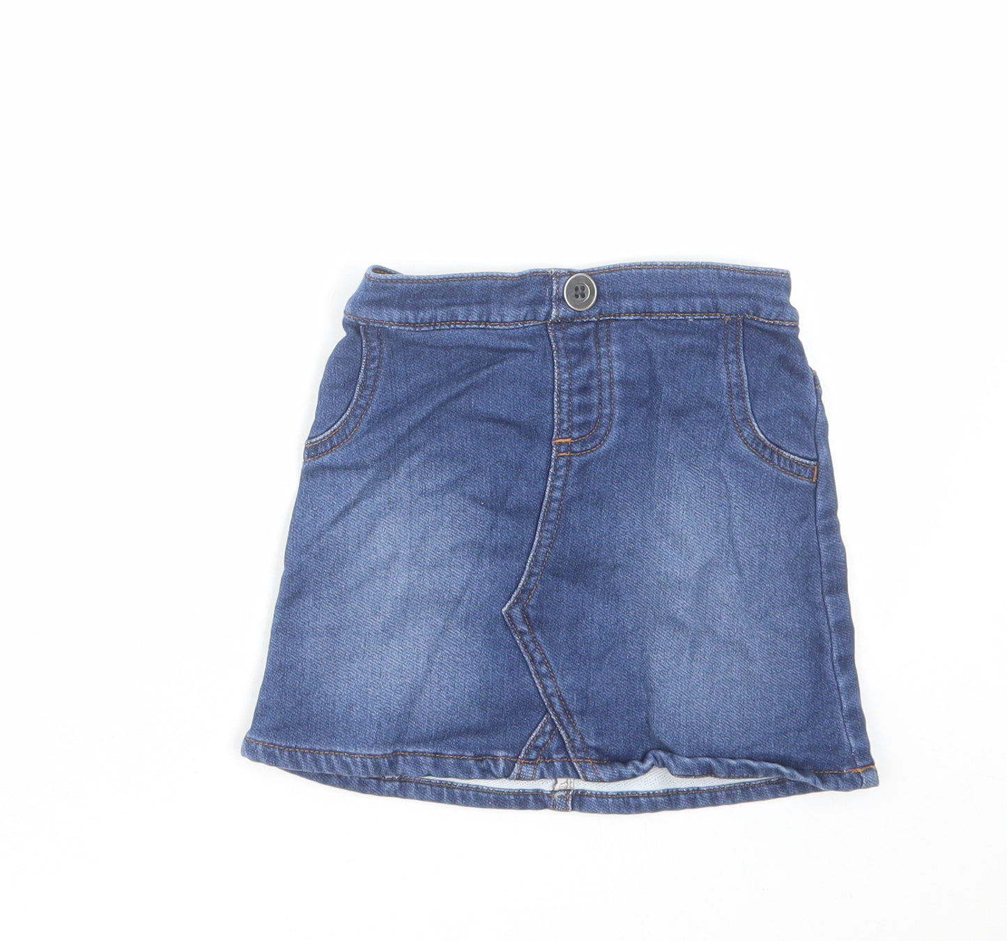 NEXT Girls Blue Cotton A-Line Skirt Size 2 Years Regular Pull On