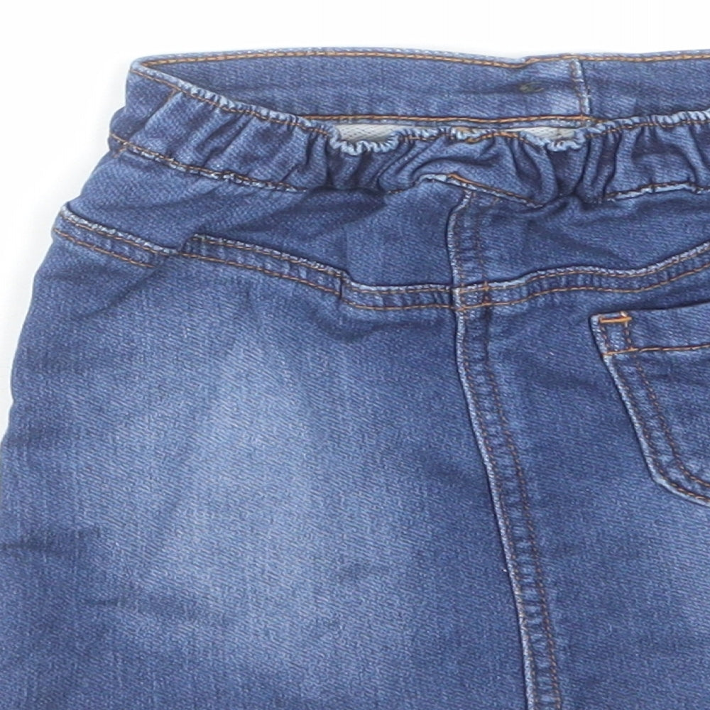 NEXT Girls Blue Cotton A-Line Skirt Size 2 Years Regular Pull On