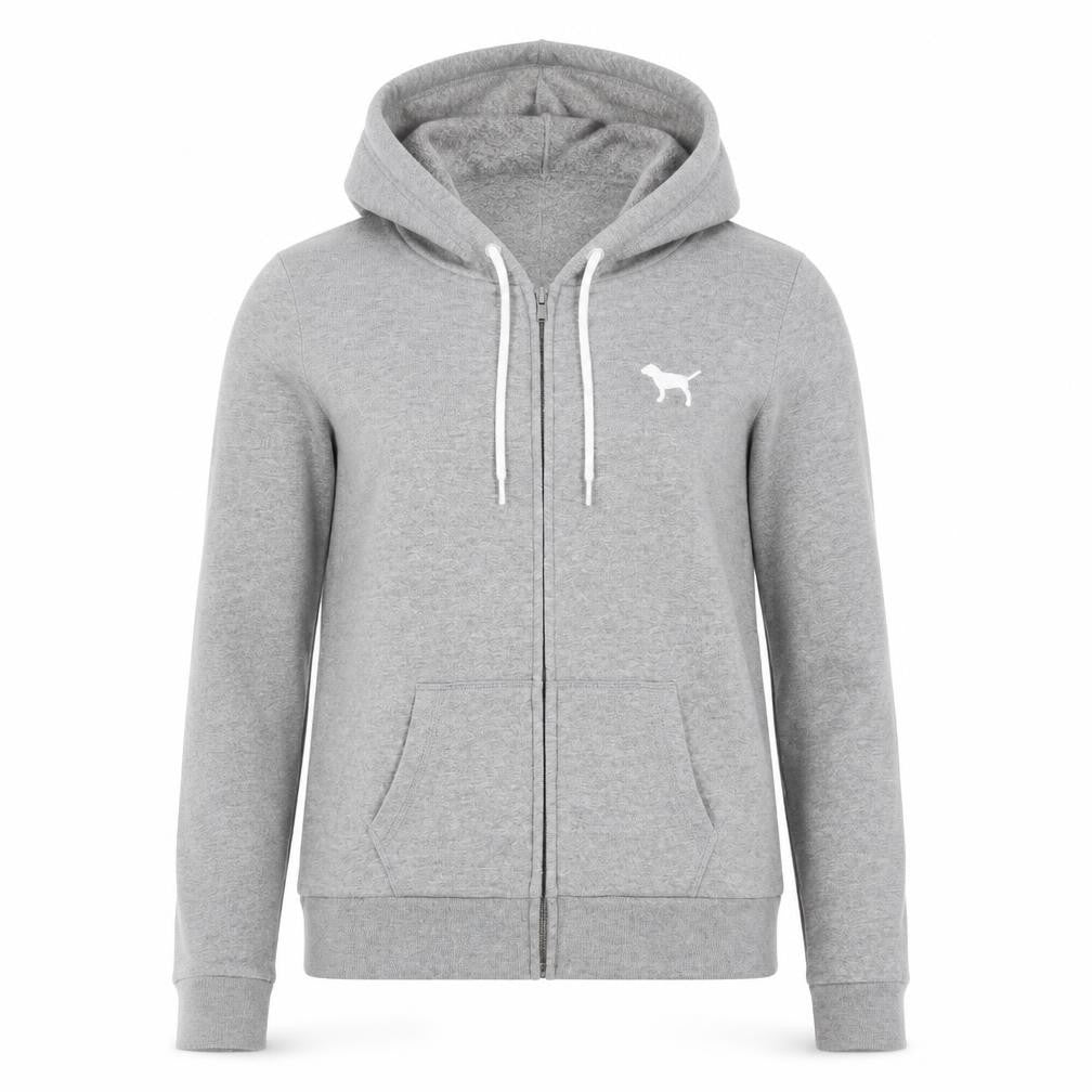 PINK Womens Grey Cotton Full Zip Hoodie Size XS Zip