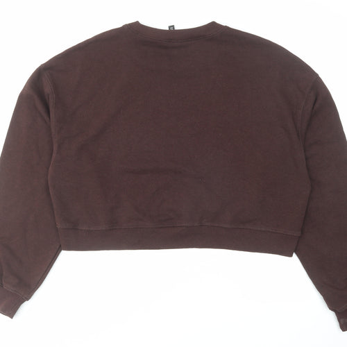H&M Womens Brown Cotton Pullover Sweatshirt Size L Pullover - Love Embroidered