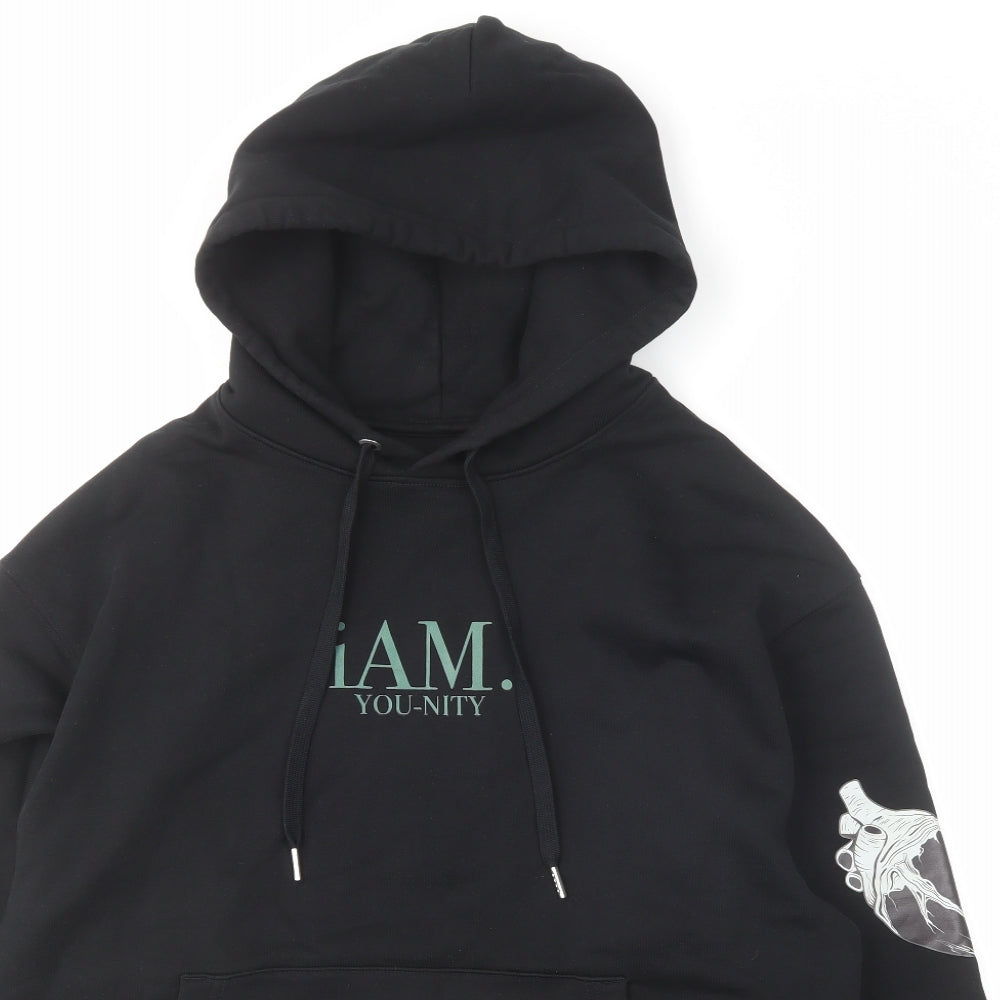 Stanley/Stella Mens Black Cotton Pullover Hoodie Size M