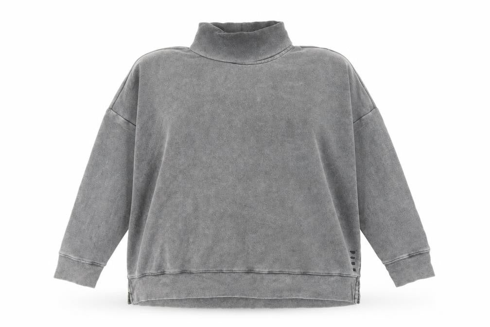Front view of PINK women’s grey cotton pullover sweatshirt, size XS, pullover