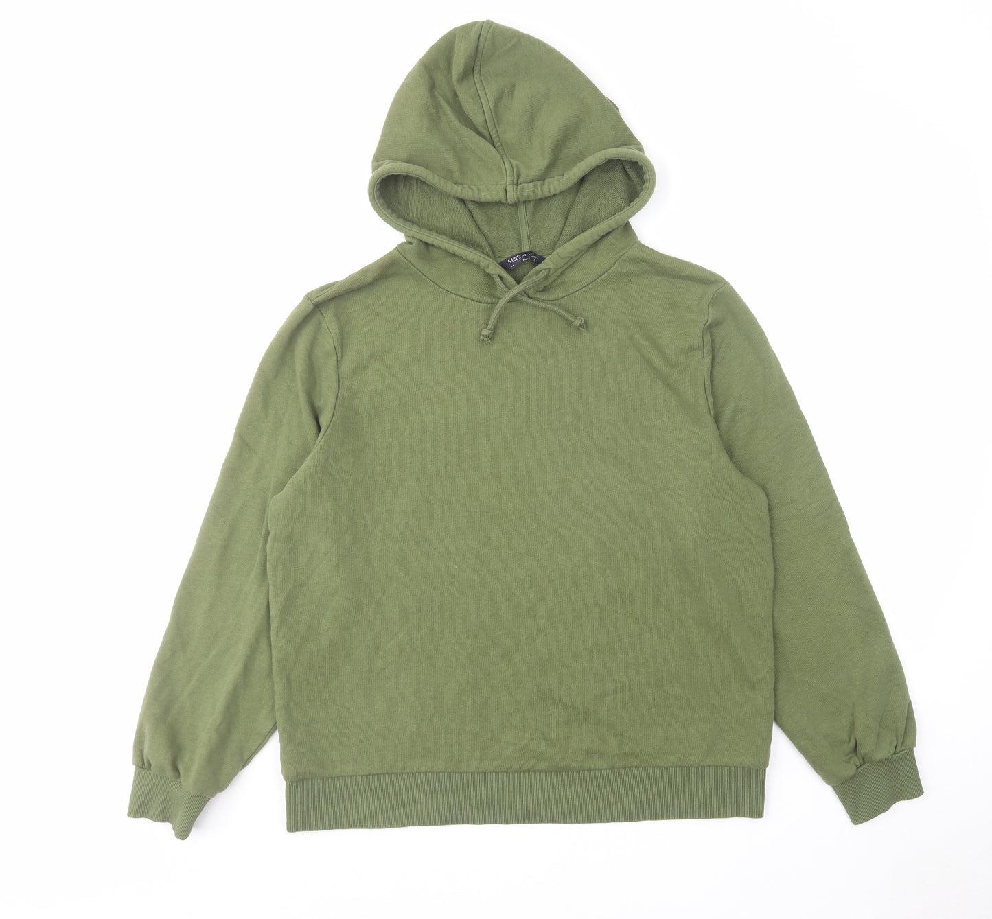 Marks and Spencer Womens Green Cotton Pullover Hoodie Size 14 Pullover