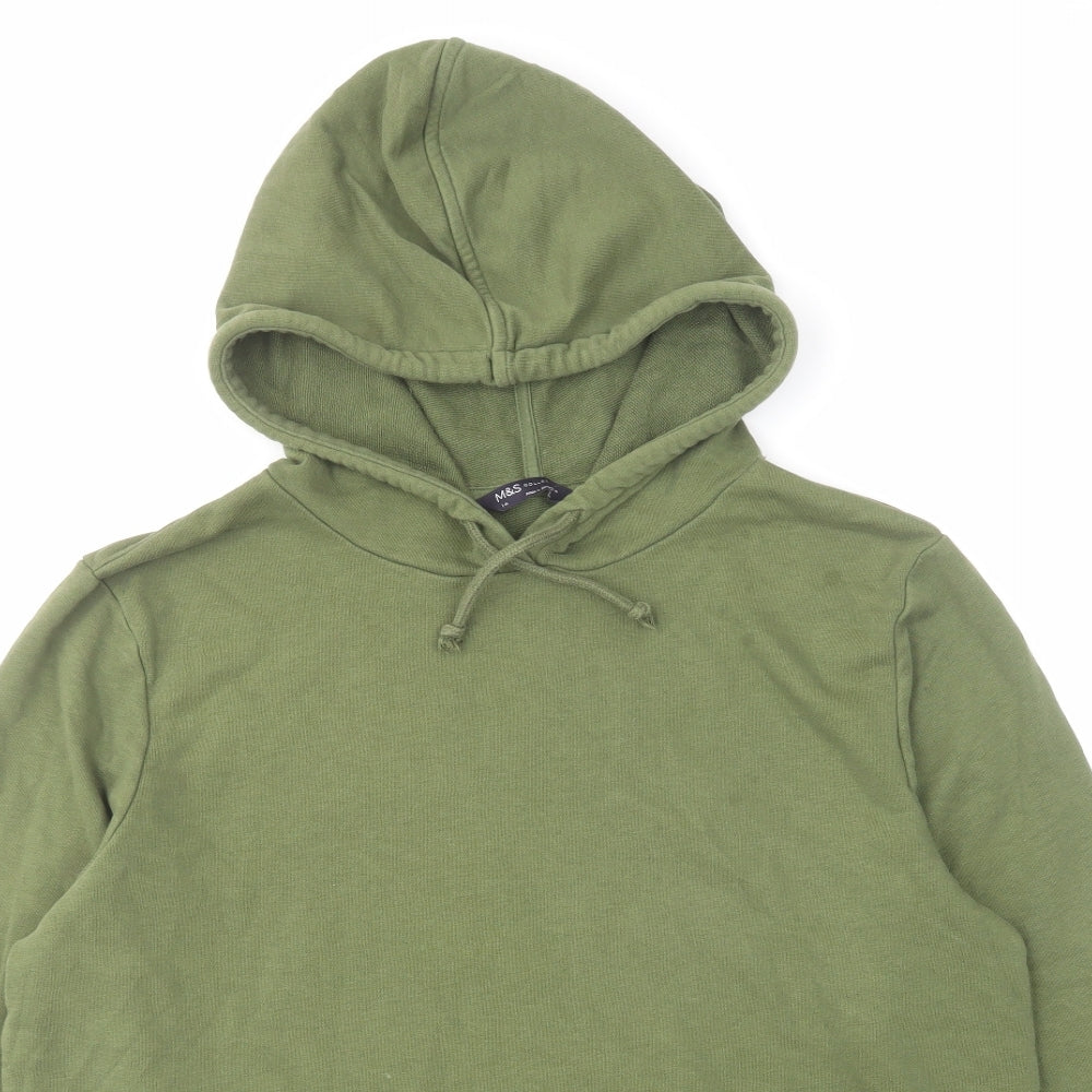 Marks and Spencer Womens Green Cotton Pullover Hoodie Size 14 Pullover