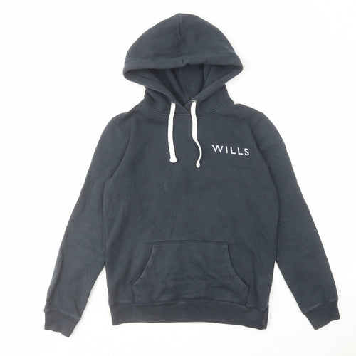 Jack Wills Womens Blue Cotton Pullover Hoodie Size 8 Pullover - Front & Back Logo Drawstring Pocket