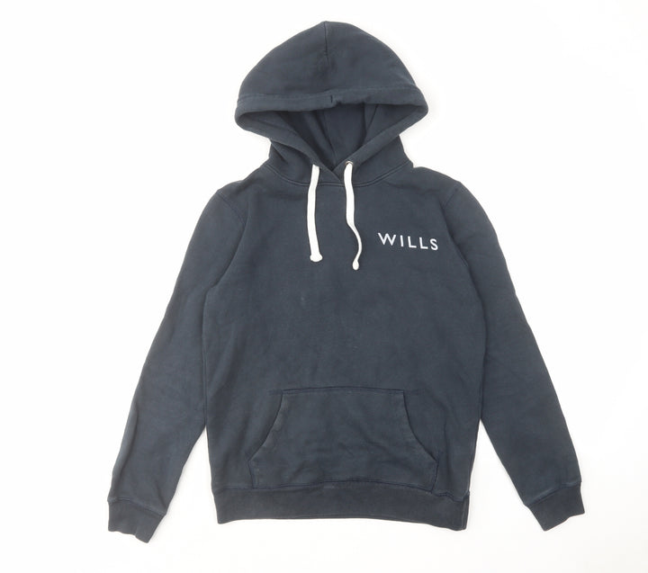 Jack Wills Womens Blue Cotton Pullover Hoodie Size 8 Pullover - Front & Back Logo Drawstring Pocket