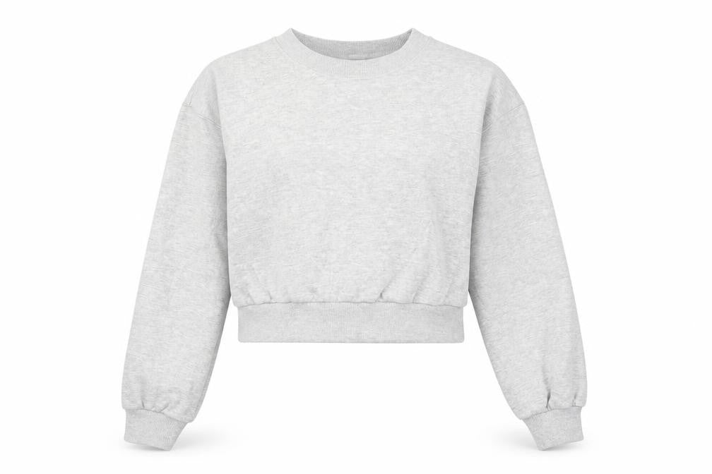 Front view of H&M women’s grey cotton pullover sweatshirt, size S, pullover
