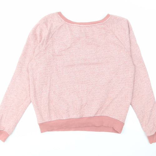 River Island Womens Pink Cotton Pullover Sweatshirt Size 10 Pullover - Revisable Sequin Penguin