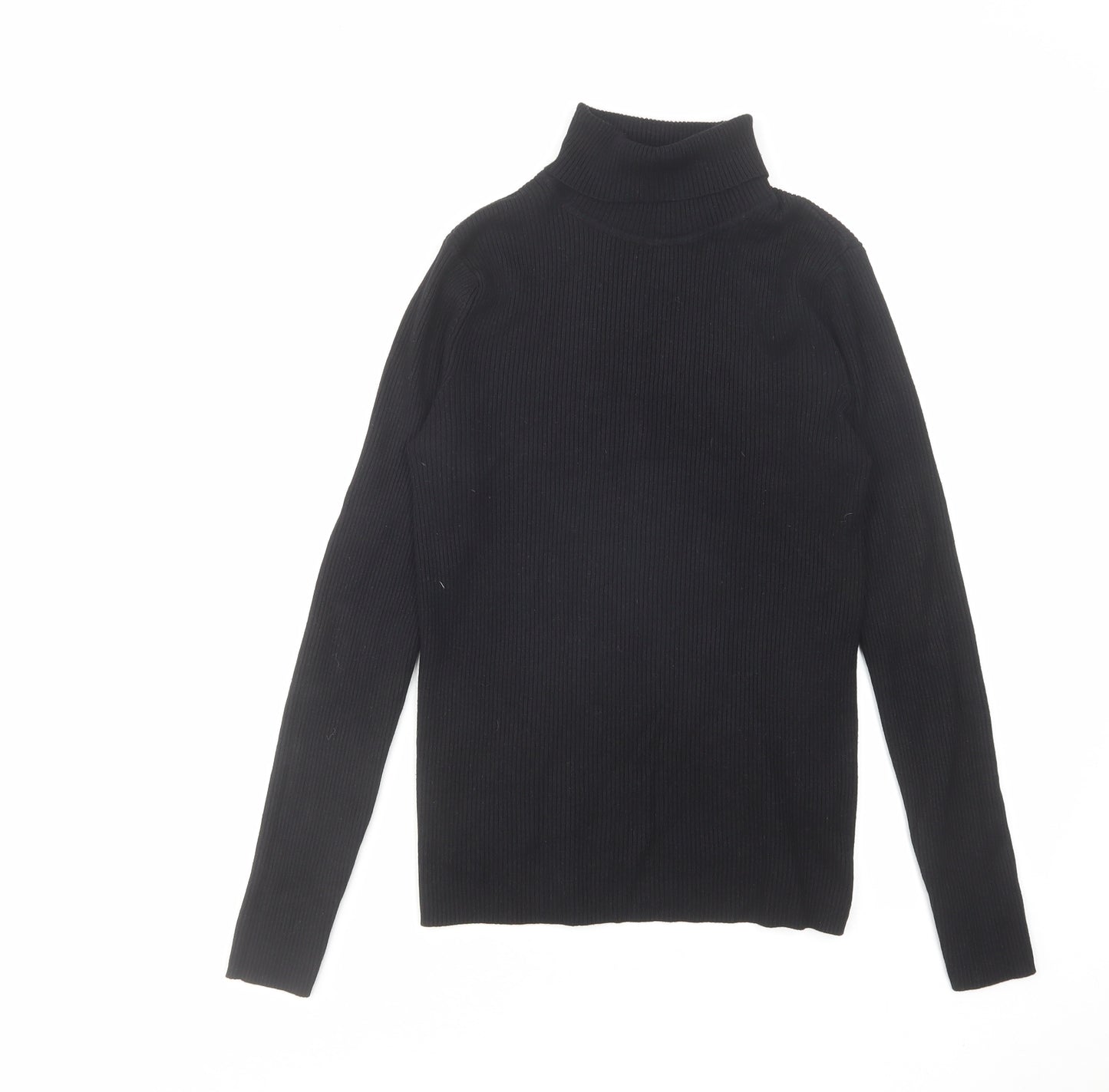 Marks and Spencer Womens Black Roll Neck Viscose Pullover Jumper Size 12