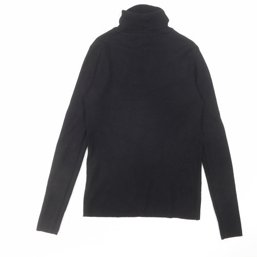 Marks and Spencer Womens Black Roll Neck Viscose Pullover Jumper Size 12