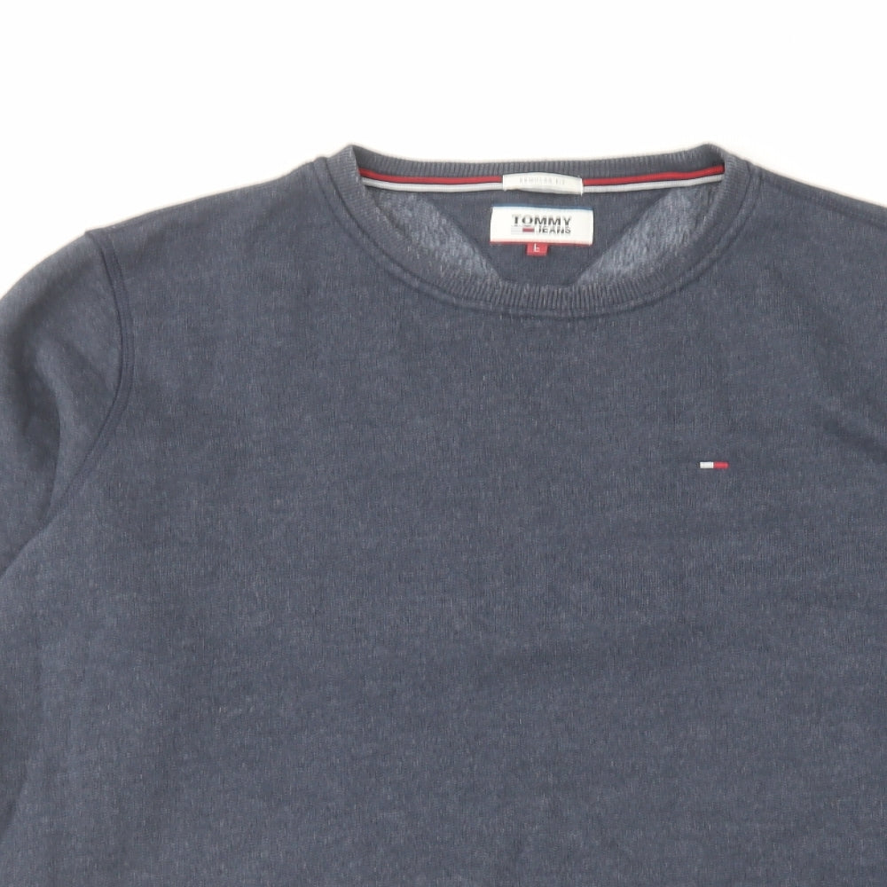 Tommy Hilfiger Mens Blue Cotton Pullover Sweatshirt Size L