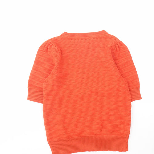 Marks and Spencer Womens Orange Round Neck Cotton Pullover Jumper Size 10