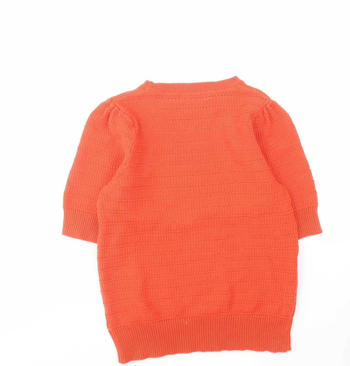 Marks and Spencer Womens Orange Round Neck Cotton Pullover Jumper Size 10