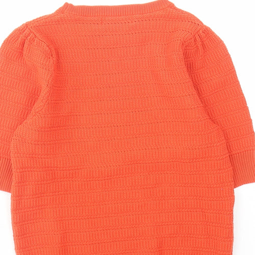 Marks and Spencer Womens Orange Round Neck Cotton Pullover Jumper Size 10