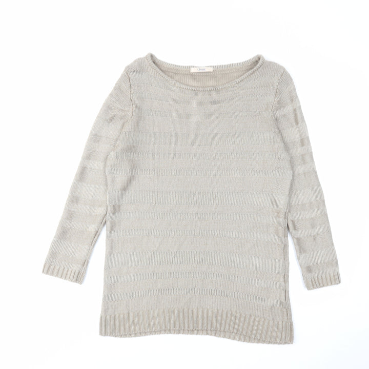 Classic Womens Brown Boat Neck Acrylic Pullover Jumper Size 10