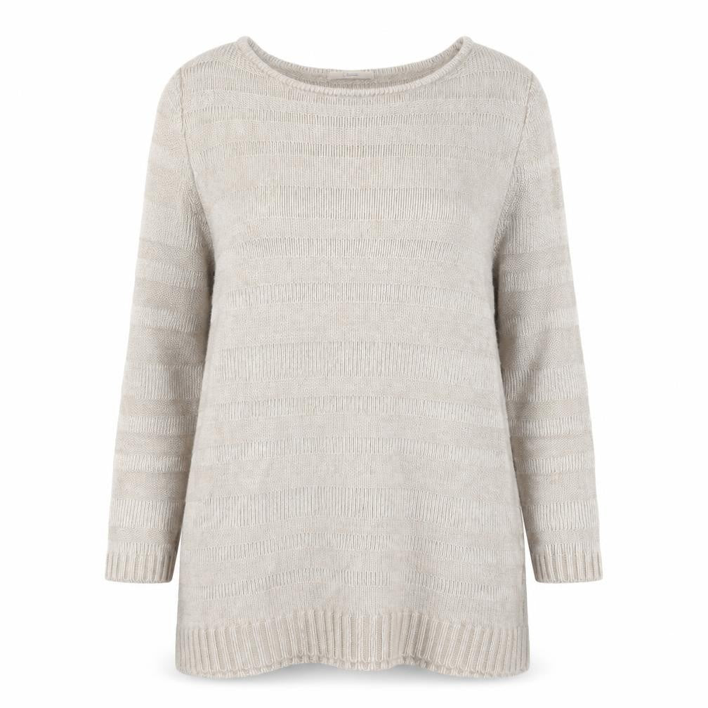 Front view of Classics women’s brown boat neck acrylic jumper, size UK 10
