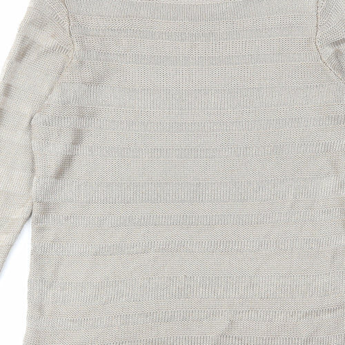 Classic Womens Brown Boat Neck Acrylic Pullover Jumper Size 10