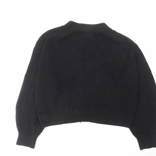 H&M Womens Black V-Neck Acrylic Cardigan Jumper Size S