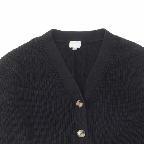 H&M Womens Black V-Neck Acrylic Cardigan Jumper Size S