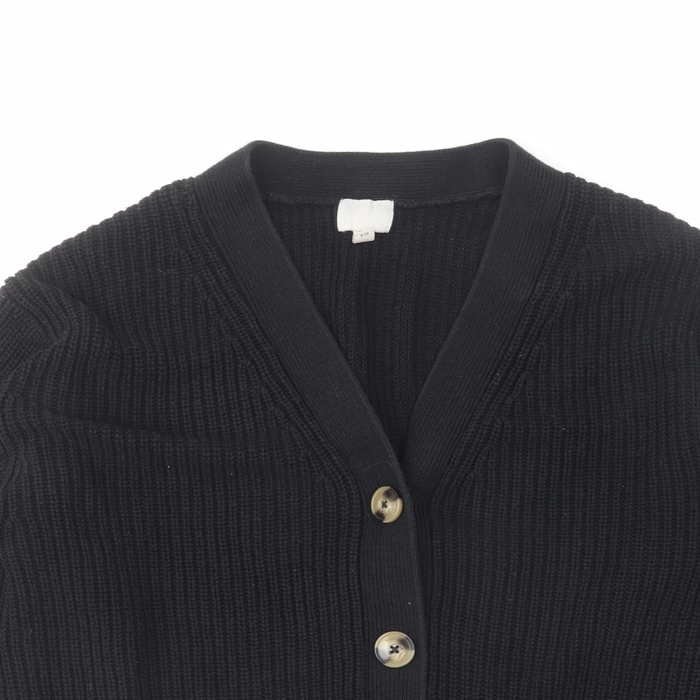 H&M Womens Black V-Neck Acrylic Cardigan Jumper Size S