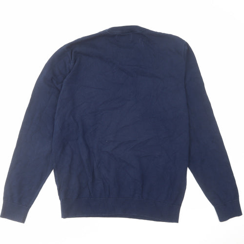 NEXT Mens Blue Round Neck Cotton Pullover Jumper Size M Long Sleeve