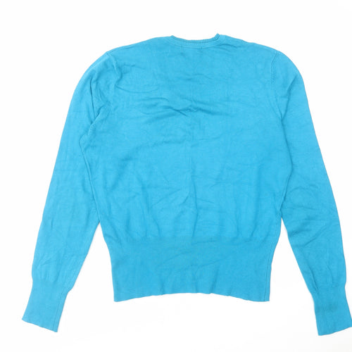 Debenhams Womens Blue V-Neck Viscose Pullover Jumper Size 14