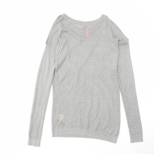 Zakti Womens Grey Round Neck Cotton Pullover Jumper Size S - Cold Shoulder