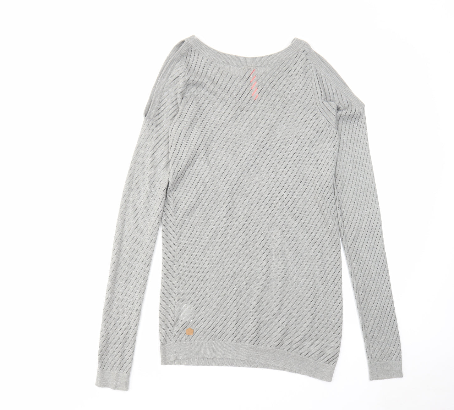 Zakti Womens Grey Round Neck Cotton Pullover Jumper Size S - Cold Shoulder