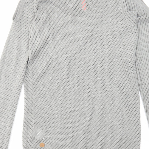 Zakti Womens Grey Round Neck Cotton Pullover Jumper Size S - Cold Shoulder